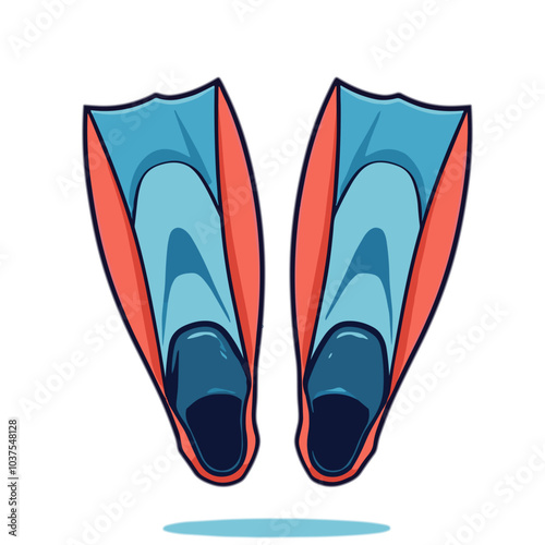 Blue and red swimming flippers vector illustration, water sports gear