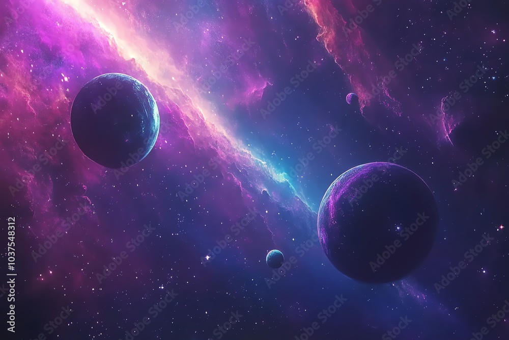 Fond d'écran de nébuleuses et planètes roses et bleues dans l'espace
Fond d'écran de nébuleuses et planètes roses et bleues dans l'espace