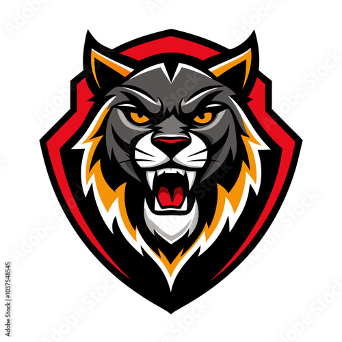 Wallpaper Mural A wild cat vector illustration featuring a powerful lion head and a fierce tiger head design, suitable as a mascot or tattoo art symbol Torontodigital.ca