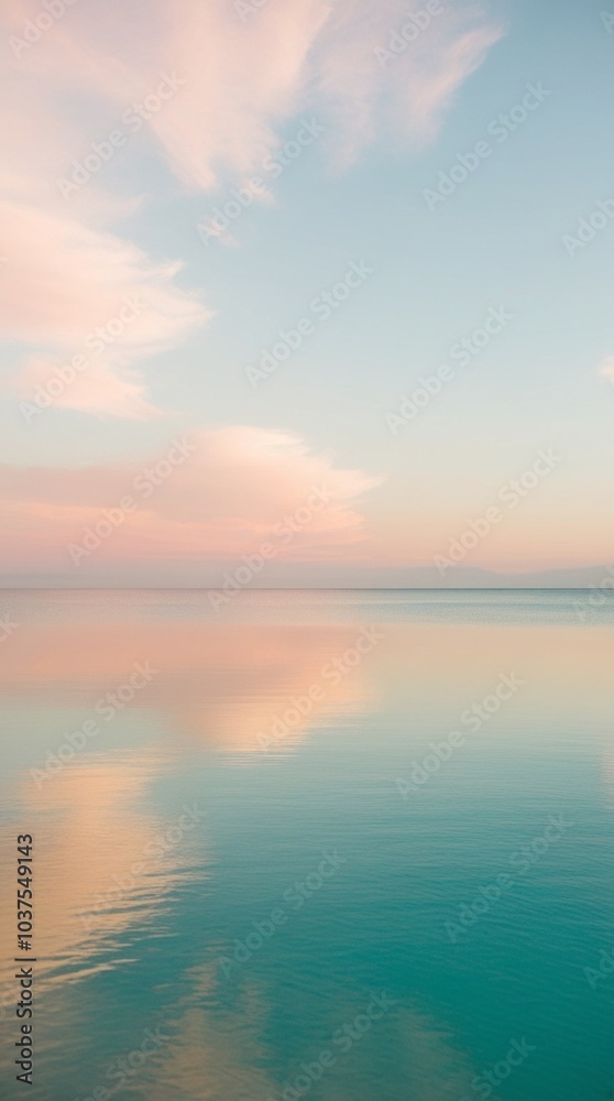 Obraz premium Peaceful Seascape with Gentle Pastel Clouds and Calm Waters
