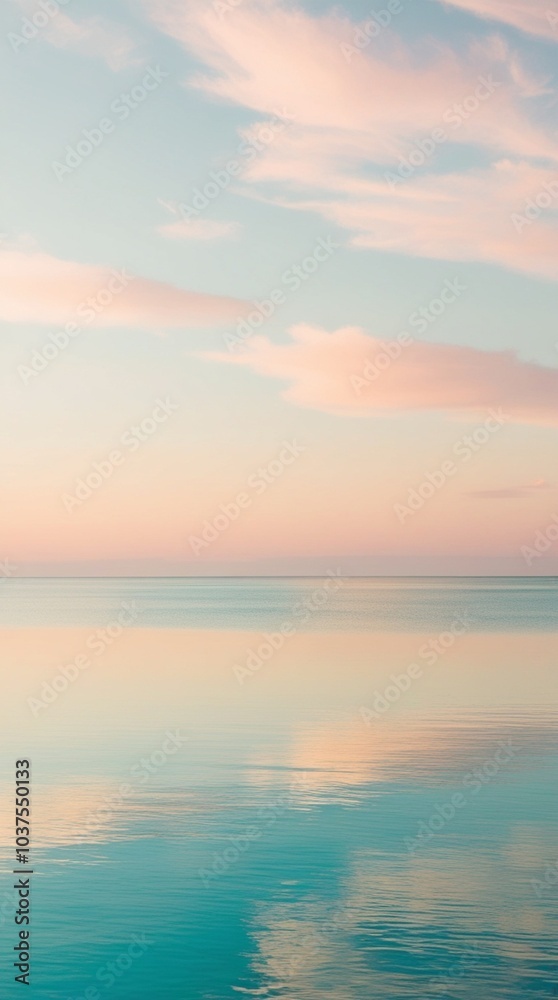 Pastel Sunrise Reflected on a Mirror-Smooth Ocean Horizon Pastel Sunrise Reflected on a Mirror-Smooth Ocean Horizon