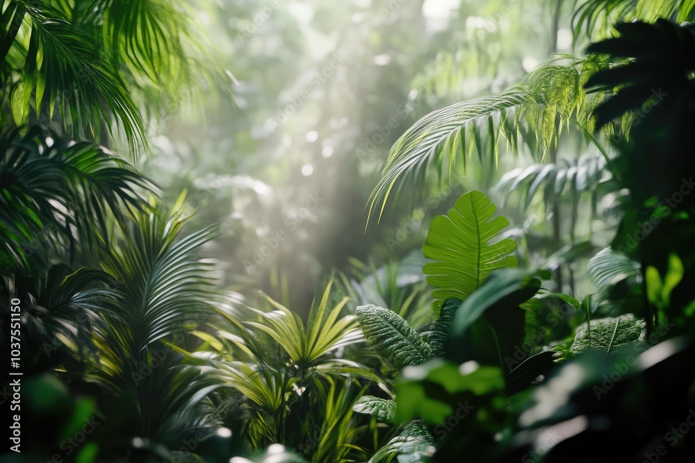 Vibrant Tropical Foliage in Lush Jungle Vibrant Tropical Foliage in Lush Jungle