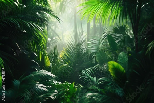 Close-Up View of Dense Jungle Greenery