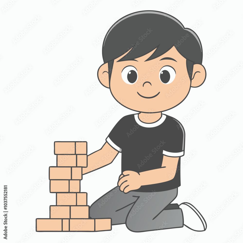 Child Playing Game Outline Vector Illustration | Minimalist Line Art on White Background Child Playing Game Outline Vector Illustration | Minimalist Line Art on White Background