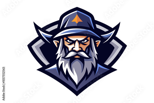 A cartoon pirate captain, a vector illustration of a man with a skull tattoo, sports a hat, a symbol of his evil reign