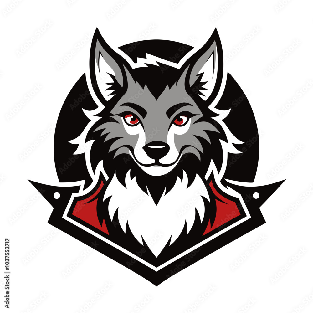 Fototapeta premium Vector illustration of a wild canine head, a fox and wolf symbol