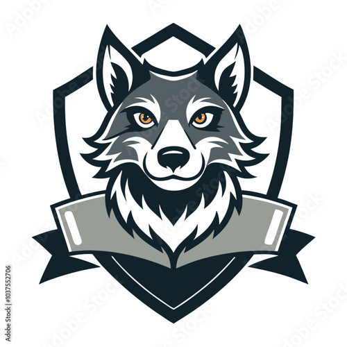 A wild wolf and a husky dog, vector animal illustration