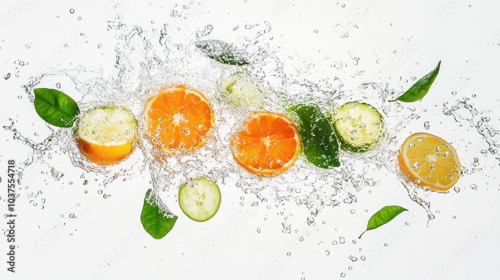 Water Splashing Around Fresh Fruit