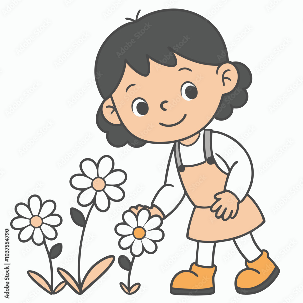 Child Playing Game Outline Vector Illustration | Minimalist Line Art on White Background Child Playing Game Outline Vector Illustration | Minimalist Line Art on White Background