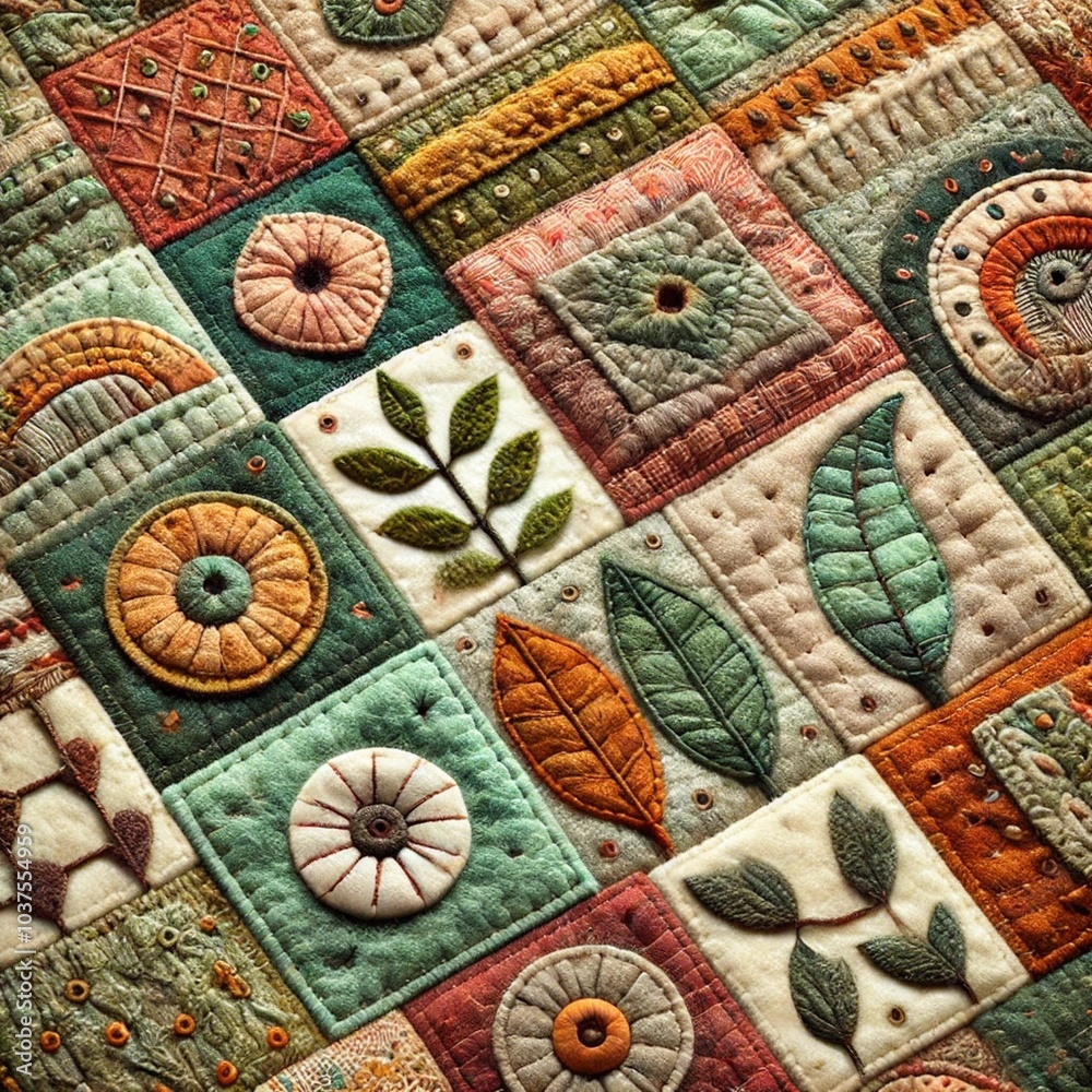 Woven Fabric Texture with Layered Shapes and Stitching Details Woven Fabric Texture with Layered Shapes and Stitching Details