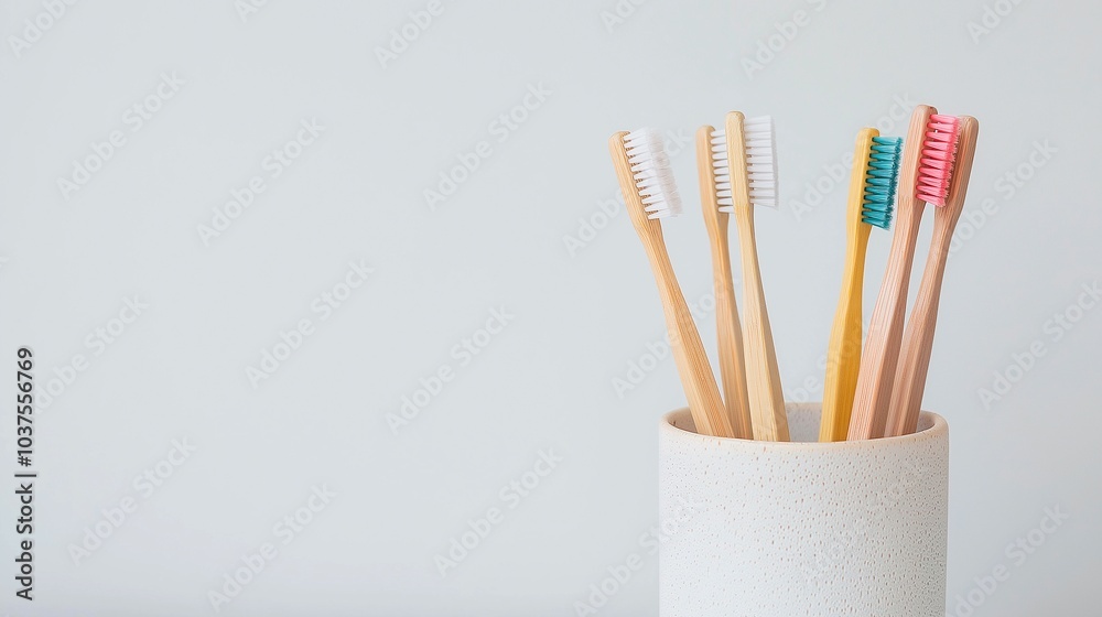 set of toothbrushes, glass with different colors. set of toothbrushes, glass with different colors.