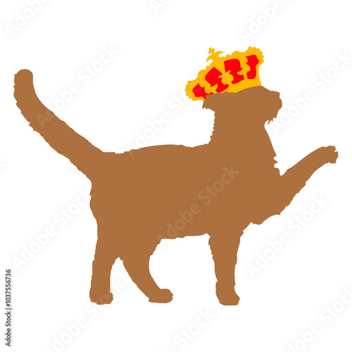 King Cat Crown Queen Princess Prince Proud walking Isolated Vector Graphic Design Illustration
