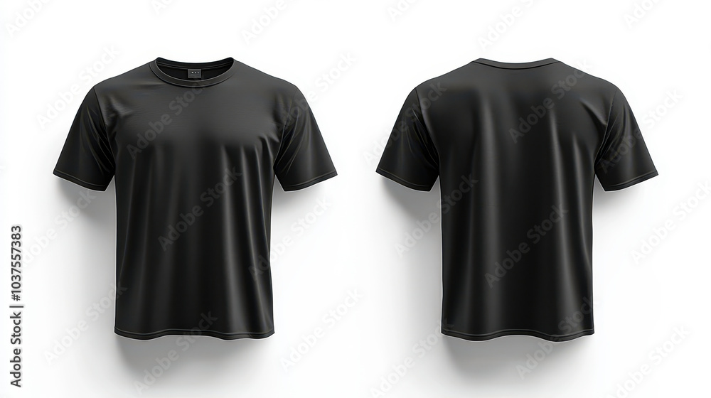 High-Quality Blank Black T-Shirt Front and Back Mockup Template for Apparel Design and Branding High-Quality Blank Black T-Shirt Front and Back Mockup Template for Apparel Design and Branding