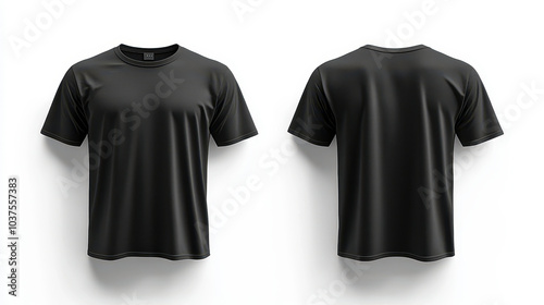 High-Quality Blank Black T-Shirt Front and Back Mockup Template for Apparel Design and Branding