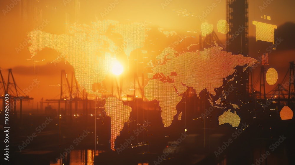 Obraz premium Global Trade & Sunset