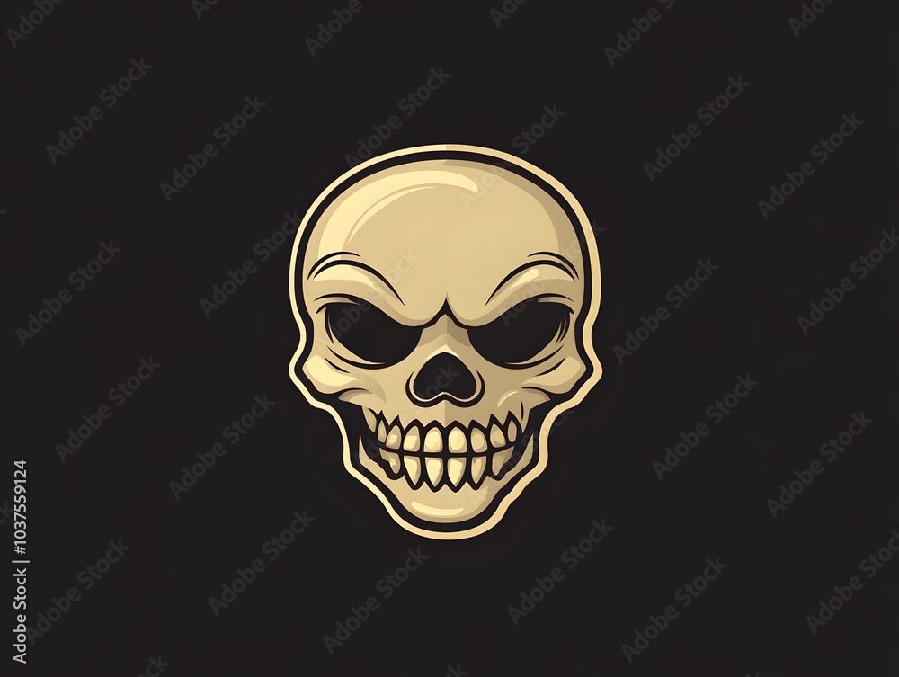 Fototapeta premium Skull Scary Horror Skeleton Head Icon Logo Symbol