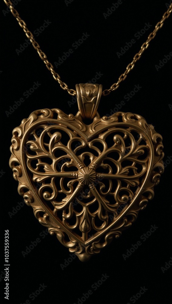 A lone golden heart set against an empty backdrop A lone golden heart set against an empty backdrop