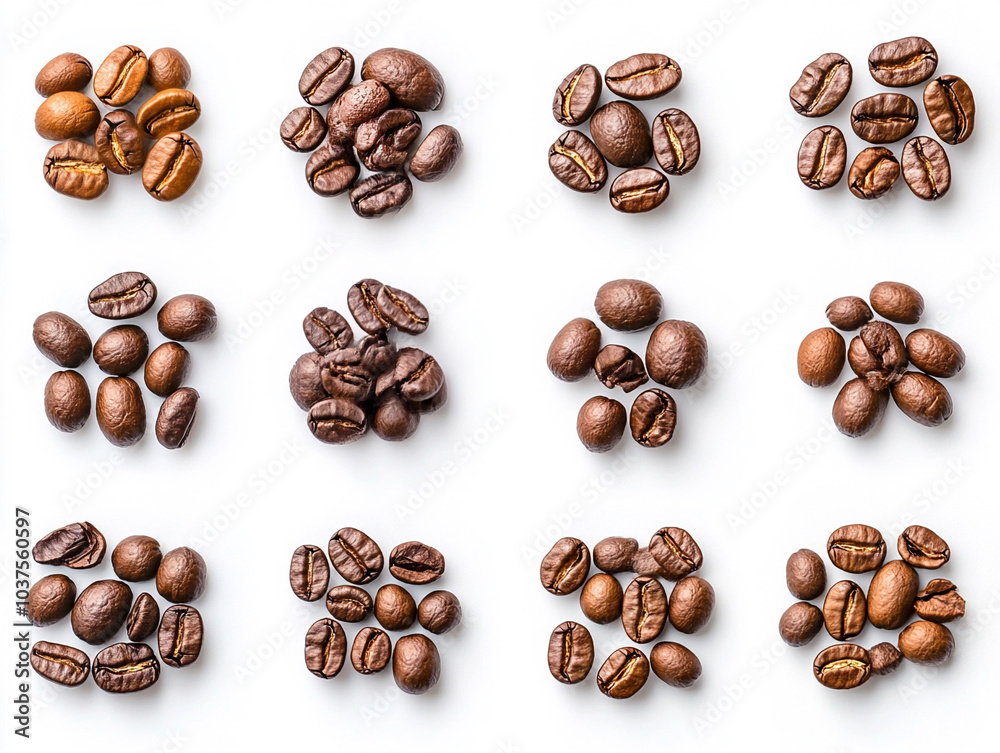 Set of fresh roasted coffee beans isolated on white background
Set of fresh roasted coffee beans isolated on white background