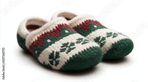 Cozy christmas slippers with festive knit design for holiday comfort and warmth photo