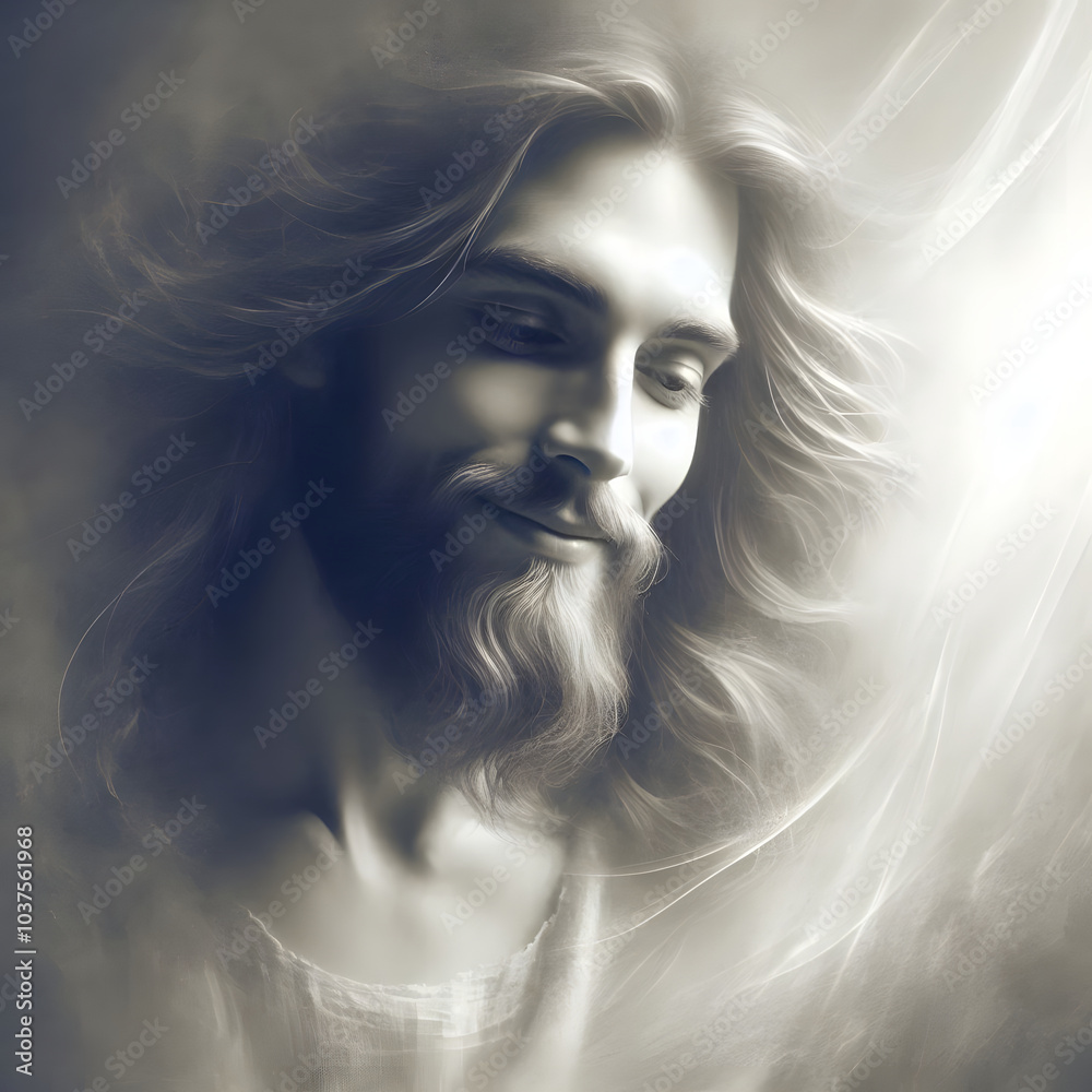 Jesus gentle smile portrait