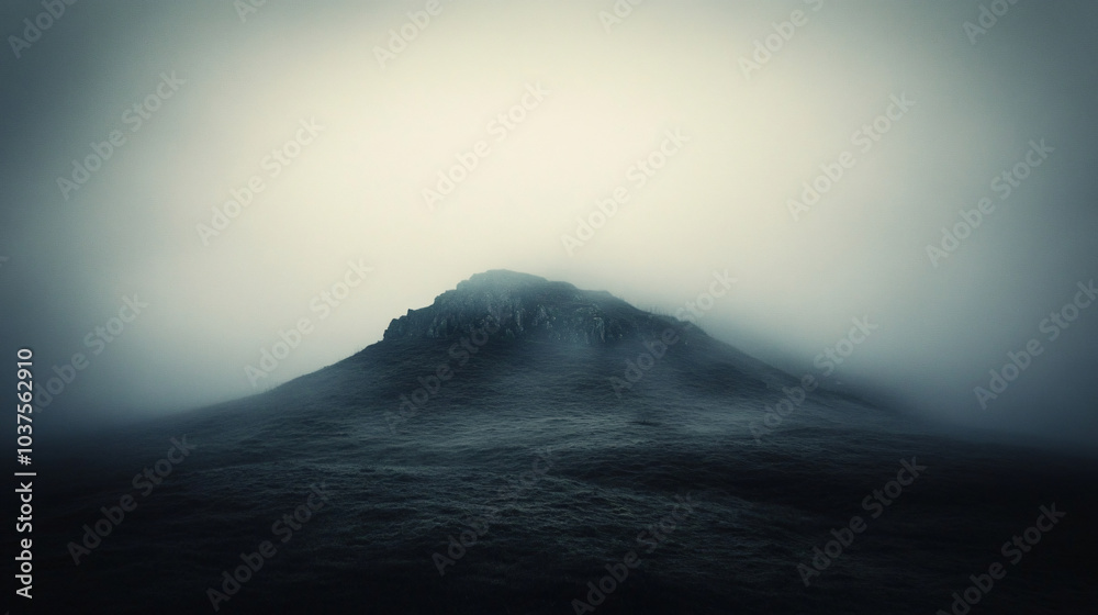 A hill shrouded in mist, creating a mysterious and enchanting atmosphere. A hill shrouded in mist, creating a mysterious and enchanting atmosphere.
