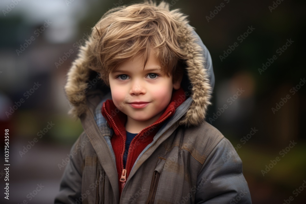 Portrait of a cute little boy wearing warm winter coat outdoors. Portrait of a cute little boy wearing warm winter coat outdoors.