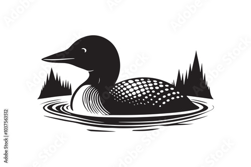 Loon silhouette  vector illustration, Loon silhouette, Loon silhouette  PNG