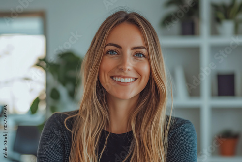 Free Download Portrait of a beautiful young business woman smiling - GFXLoad
