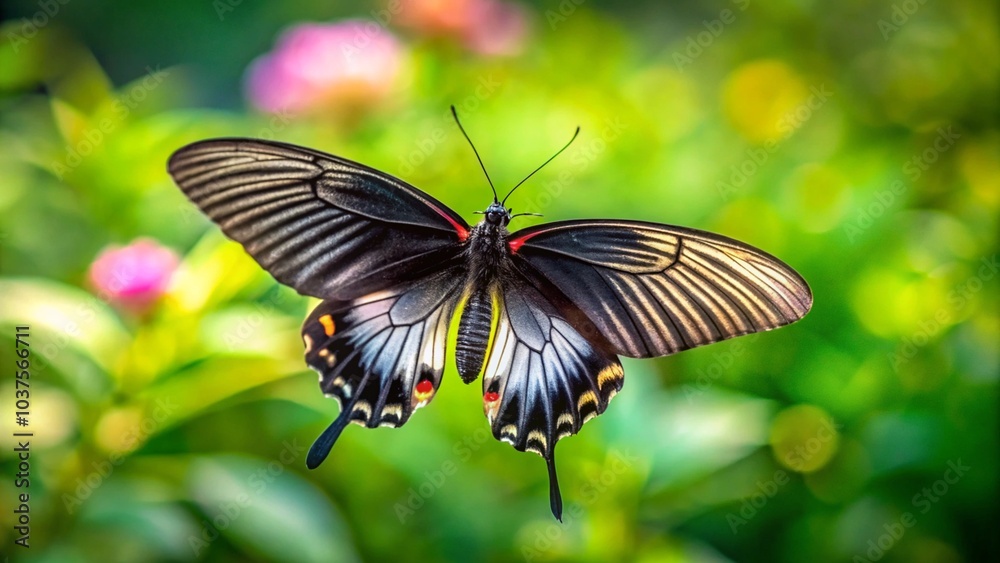 Fototapeta premium Butterfly flying, close shot wallpaper. 