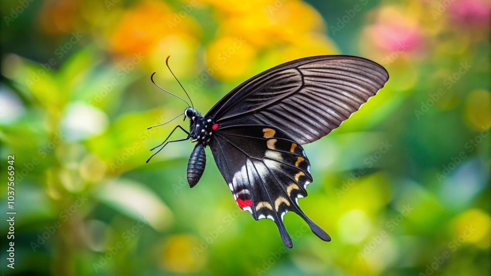Fototapeta premium Butterfly flying, close shot wallpaper. 