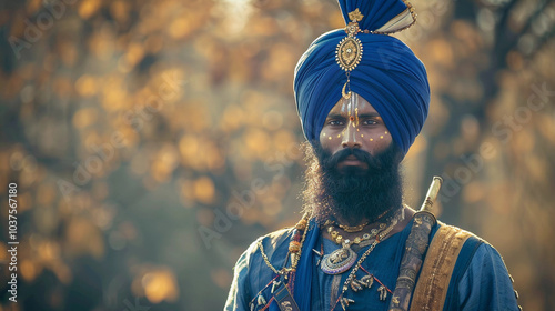 Portrait of nihang sikh outdoor background photo