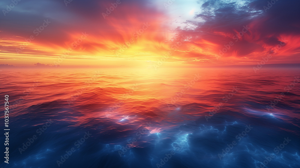 Fototapeta premium Sunset over the sea. Sunset sky with clouds