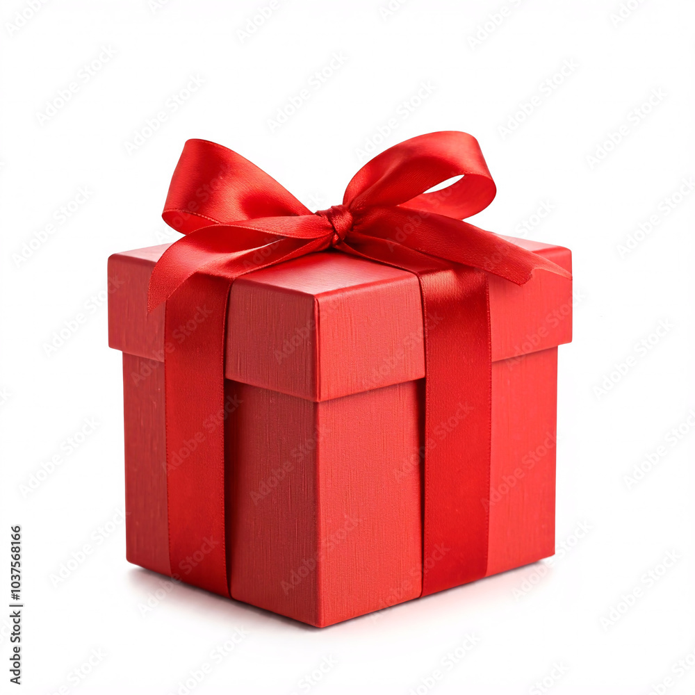 red gift box with ribbon isolated on white background red gift box with ribbon isolated on white background