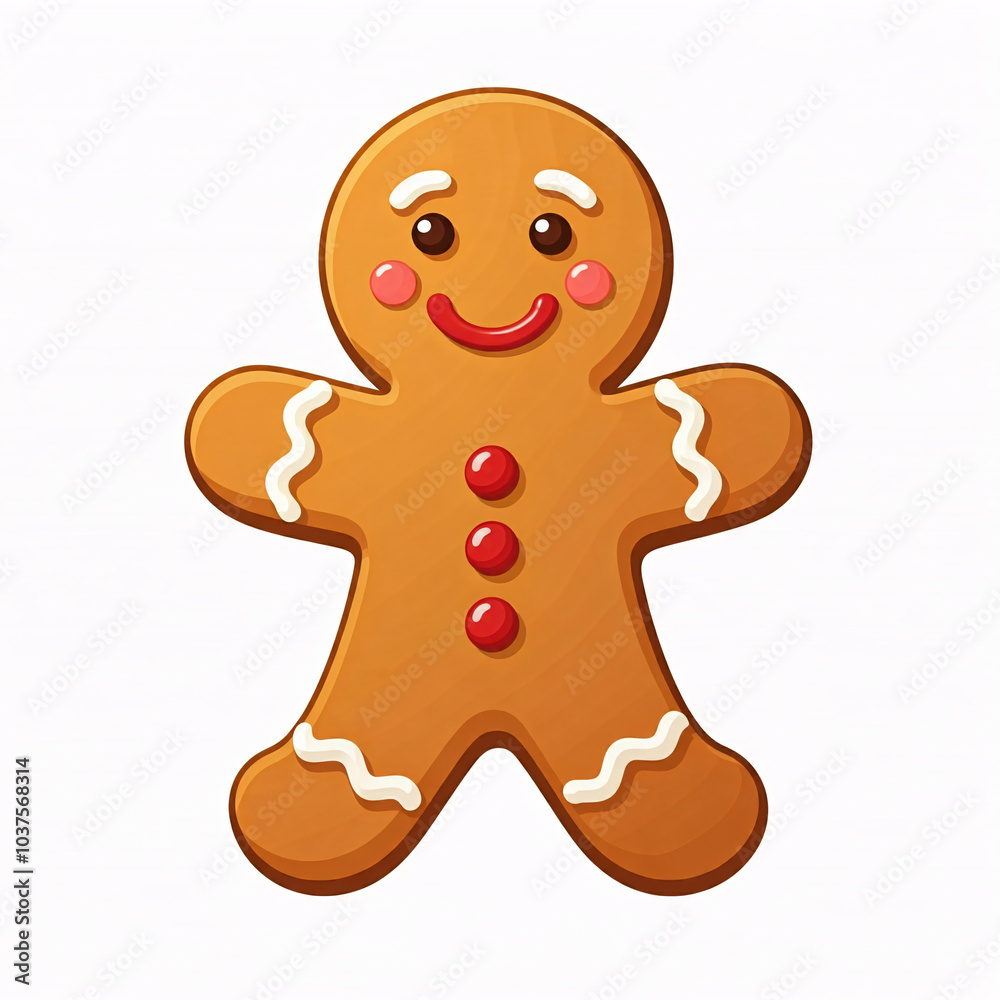 Obraz premium cute gingerbread man cartoon illustration for christmas holiday decorations