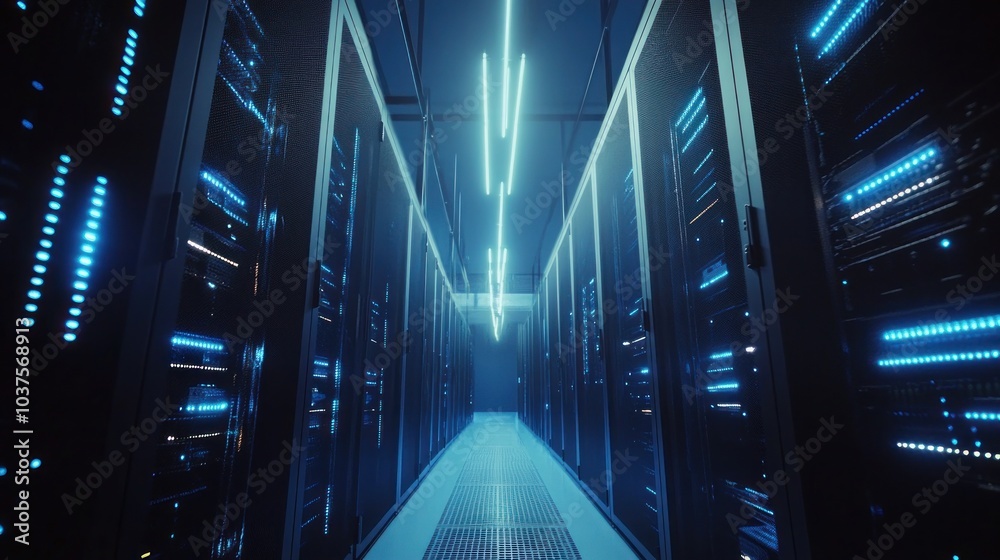 Obraz premium Server Room with Blue Lights