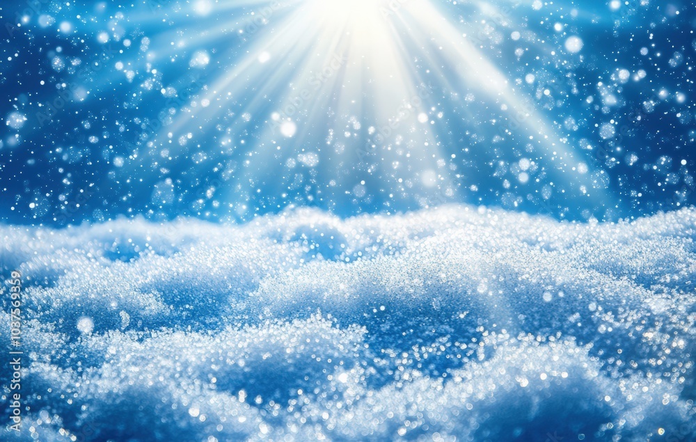 Abstract background with snow and rays of the sun, a snowy landscape, a beautiful winter scene. Christmas background with copy space for text. Winter background. Background for product presentation. Abstract background with snow and rays of the sun, a snowy landscape, a beautiful winter scene. Christmas background with copy space for text. Winter background. Background for product presentation.