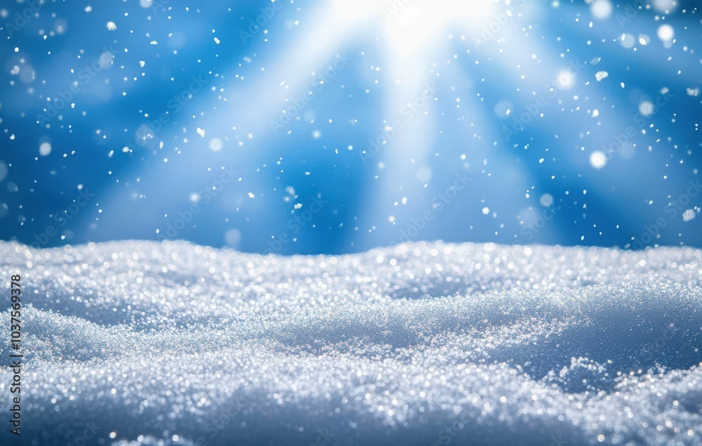Abstract background with snow and rays of the sun, a snowy landscape, a beautiful winter scene. Christmas background with copy space for text. Winter background. Background for product presentation. Abstract background with snow and rays of the sun, a snowy landscape, a beautiful winter scene. Christmas background with copy space for text. Winter background. Background for product presentation.