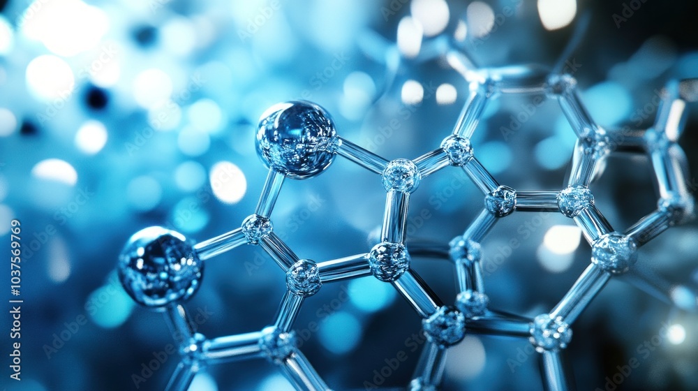 A close-up view of molecular structures, showcasing their intricate design and connections.