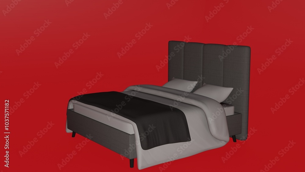 Fototapeta premium Bed and Bed Sheets or Blankets