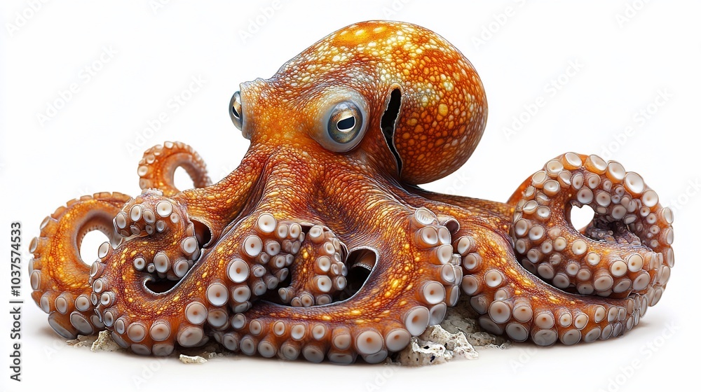 Fototapeta premium A vibrant octopus with detailed texture and colors, showcasing marine life.