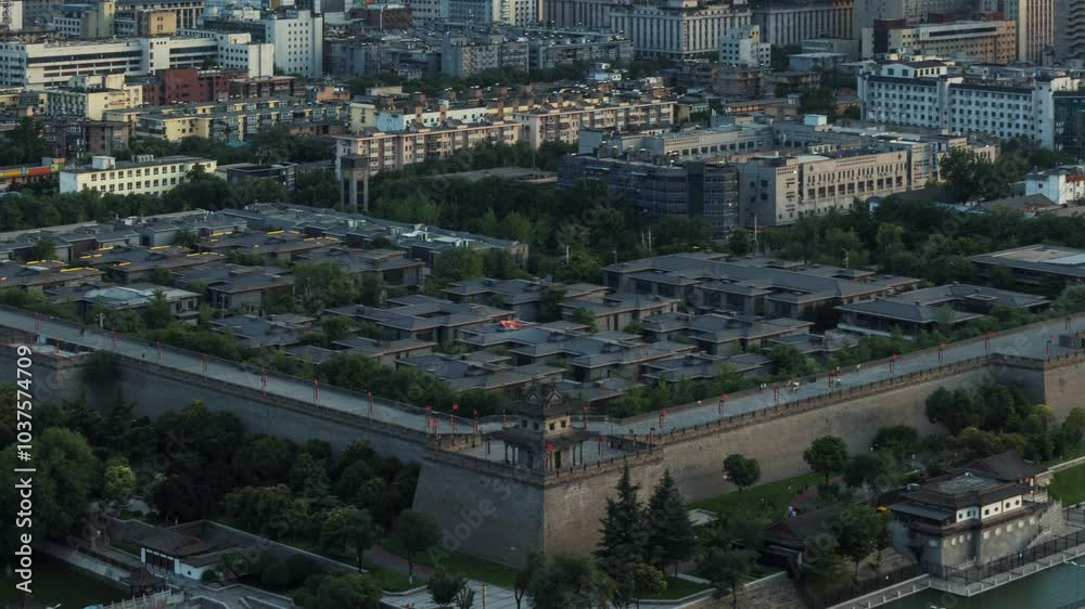 Time lapse view of Xian city urban buildings Time lapse view of Xian city urban buildings