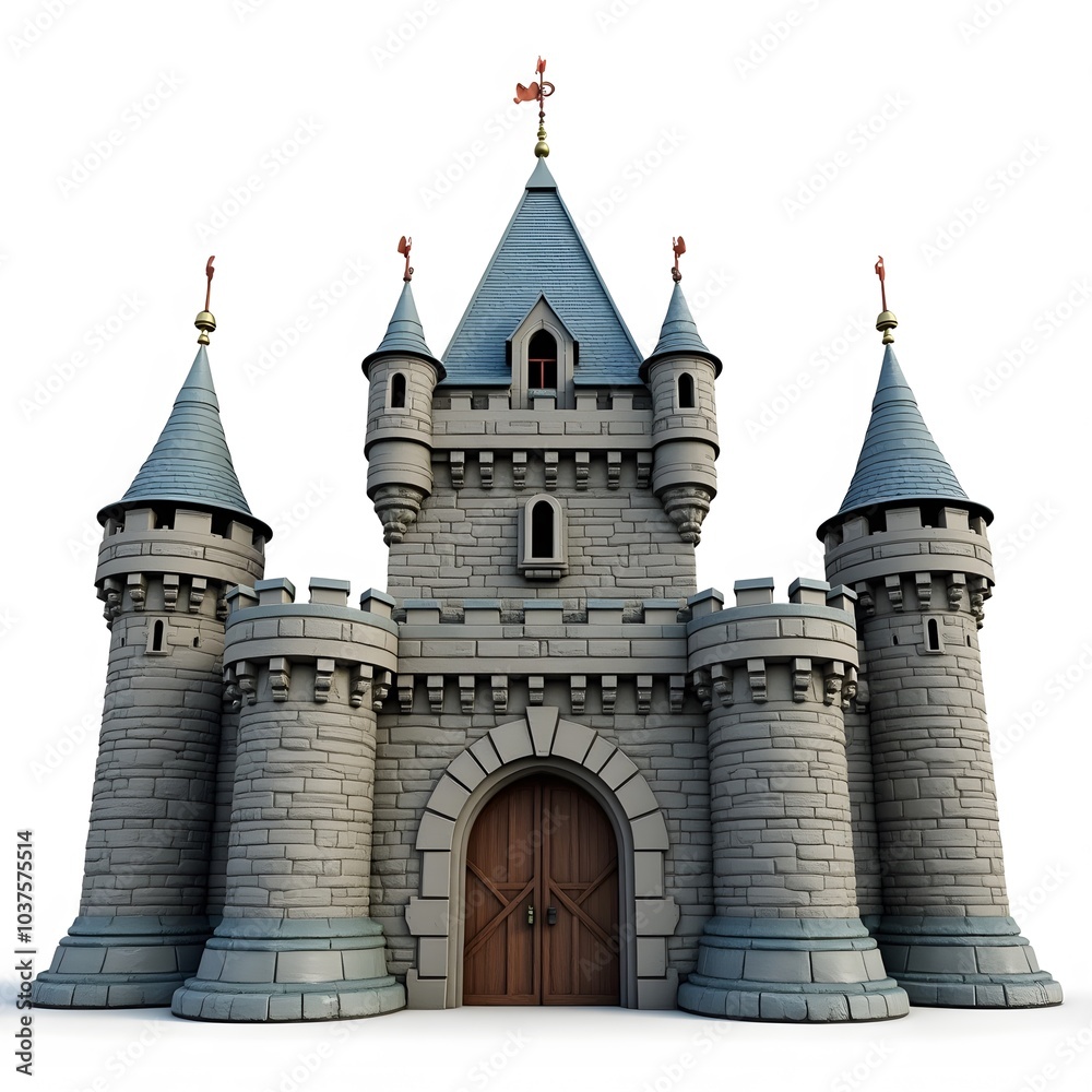 Majestic Castle Isolated on White Background Majestic Castle Isolated on White Background
