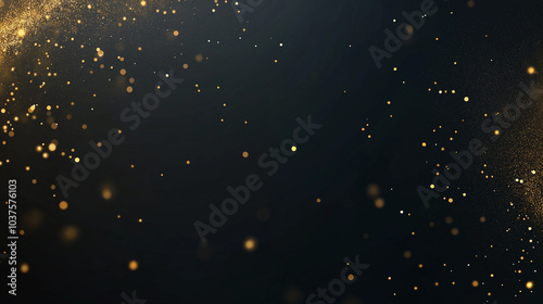 Glittering gold on a black background, blurred light effects, sparkling, bokeh effect,  a luxurious and glamorous style.  AI generation.