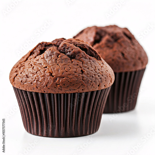 chocolate cupcakes on white background