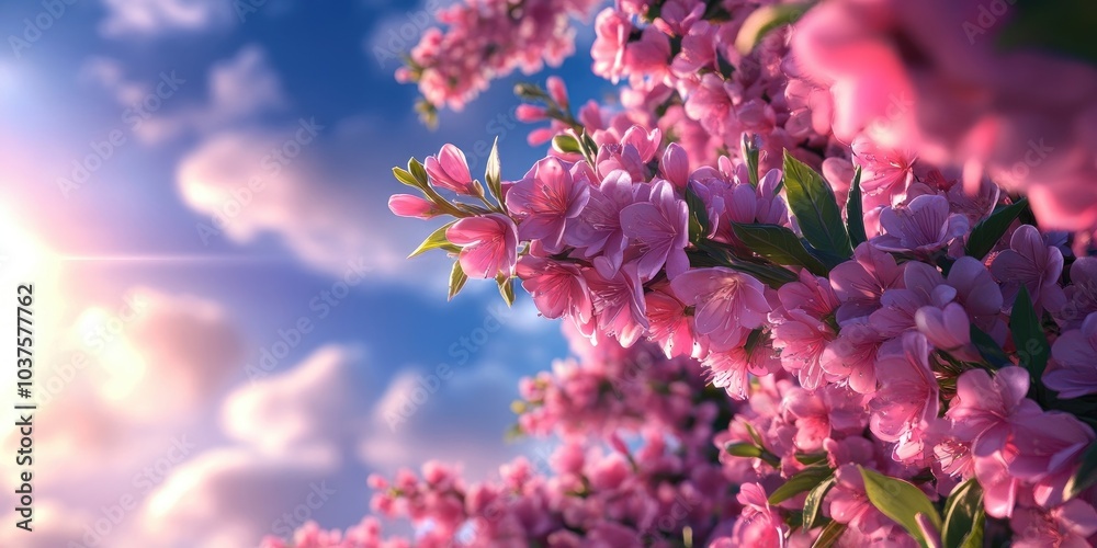 Blossoming Weigela branches during a spring day, Blossoming Weigela branches in spring Blossoming Weigela branches during a spring day, Blossoming Weigela branches in spring