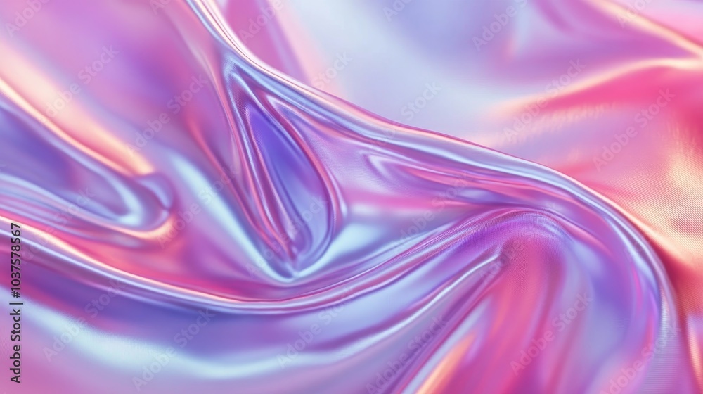 Iridescent Foil With Holographic Curved Surface Bright Modern Texture Fluid Abstract Warped Pattern Blurred Neon Pastel Gradient Background