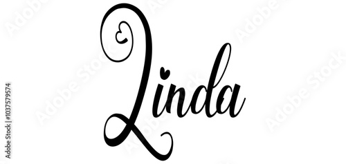 Linda - black color - word name written with heart - ideal for websites, presentations, cards, banners, sweatshirts, prints, cricut, silhouette, sublimations, labels, stickers	