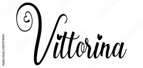 Vittorina - black color - word name written with heart - ideal for websites, presentations, cards, banners, sweatshirts, prints, cricut, silhouette, sublimations, labels, stickers	