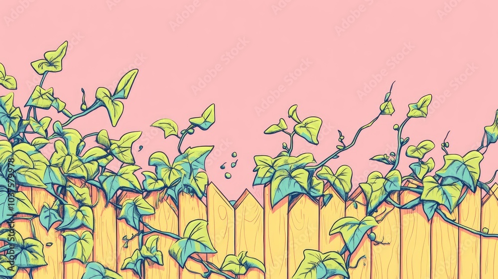 Fresh Small Green Leaves on a Backyard Fence Fresh Small Green Leaves on a Backyard Fence