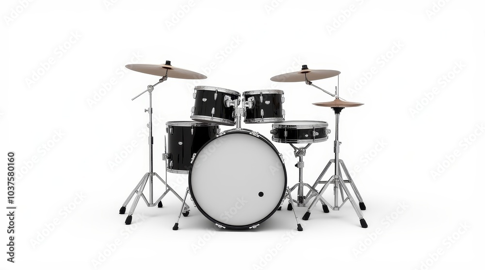 A vibrant red drum set positioned on a white surface, showcasing its gleaming chrome hardware and inviting musicians for a creative session A vibrant red drum set positioned on a white surface, showcasing its gleaming chrome hardware and inviting musicians for a creative session